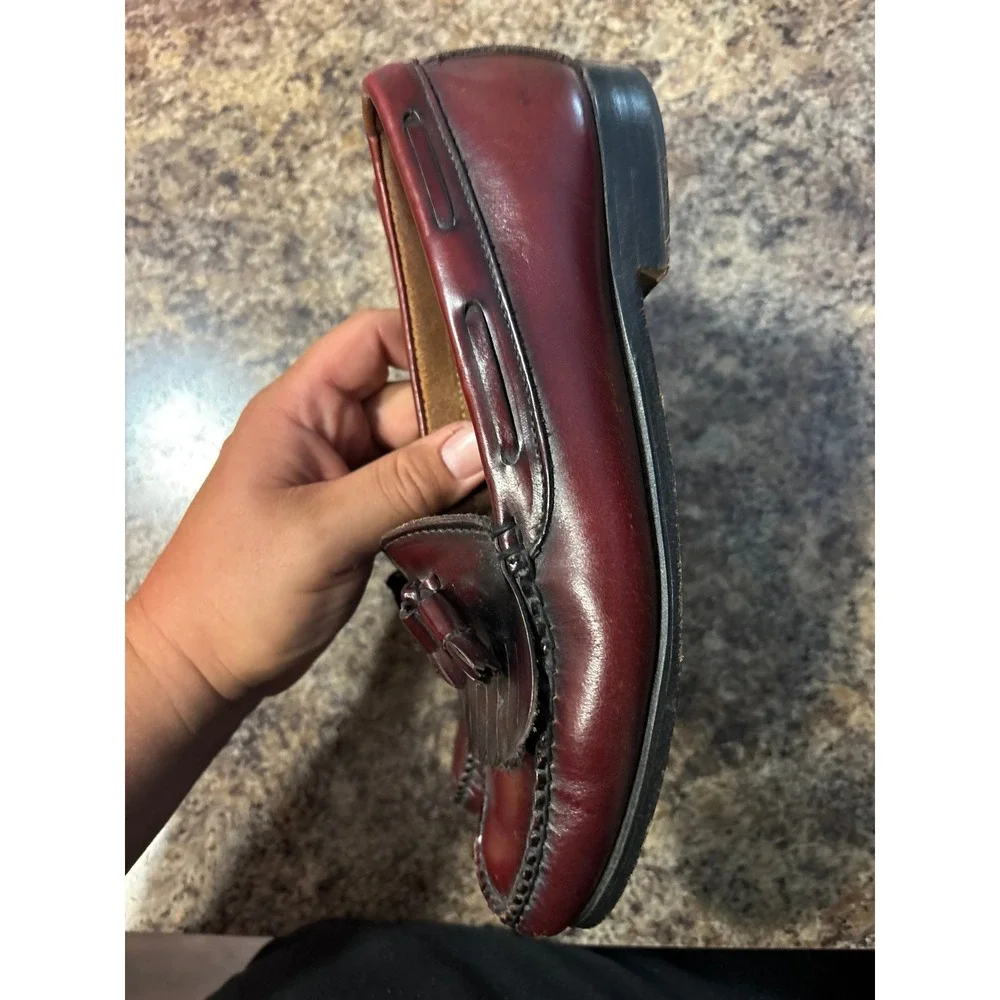 GH Bass Weejuns Mens 8.5 Burgundy Leather Kiltie Tassel Loafers Made in USA
